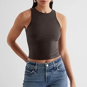 Express Chocolate Brown  Sleeveless Crop Top
